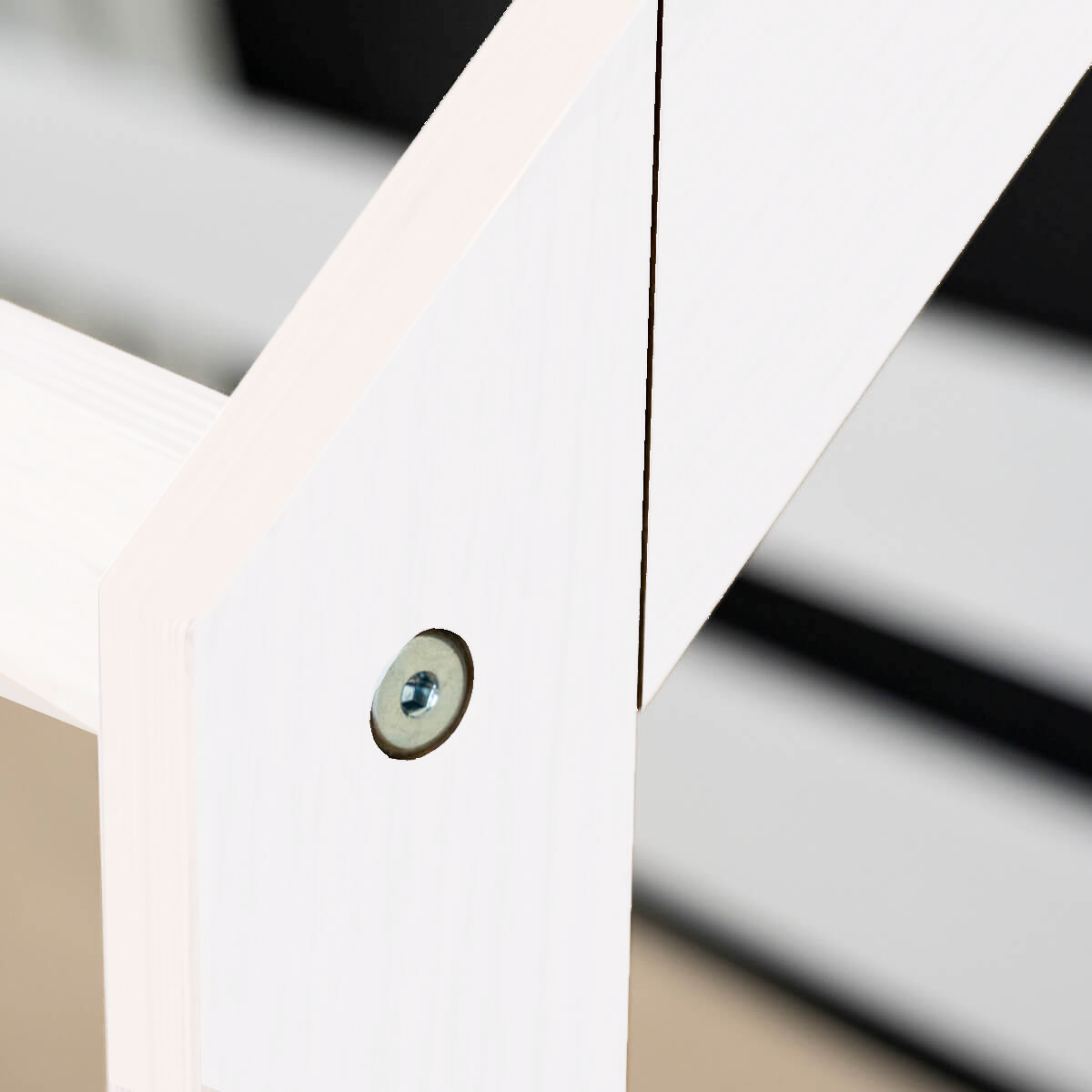 Bed low cabin Montessori side rail double KASVA beech white lacquered textile roof