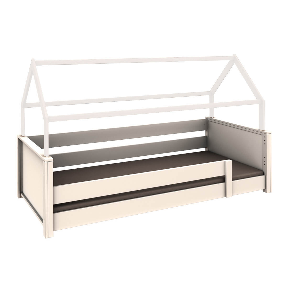 Bed low cabin Montessori side rail simple KASVA beech white lacquered