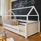 Bed low cabin Montessori side rail simple KASVA beech white lacquered