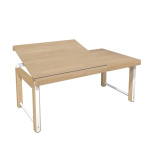 Bureau inclinable ⅔ ZIGGY de Breuyn en hêtre massif  finition naturelle - métal blanc