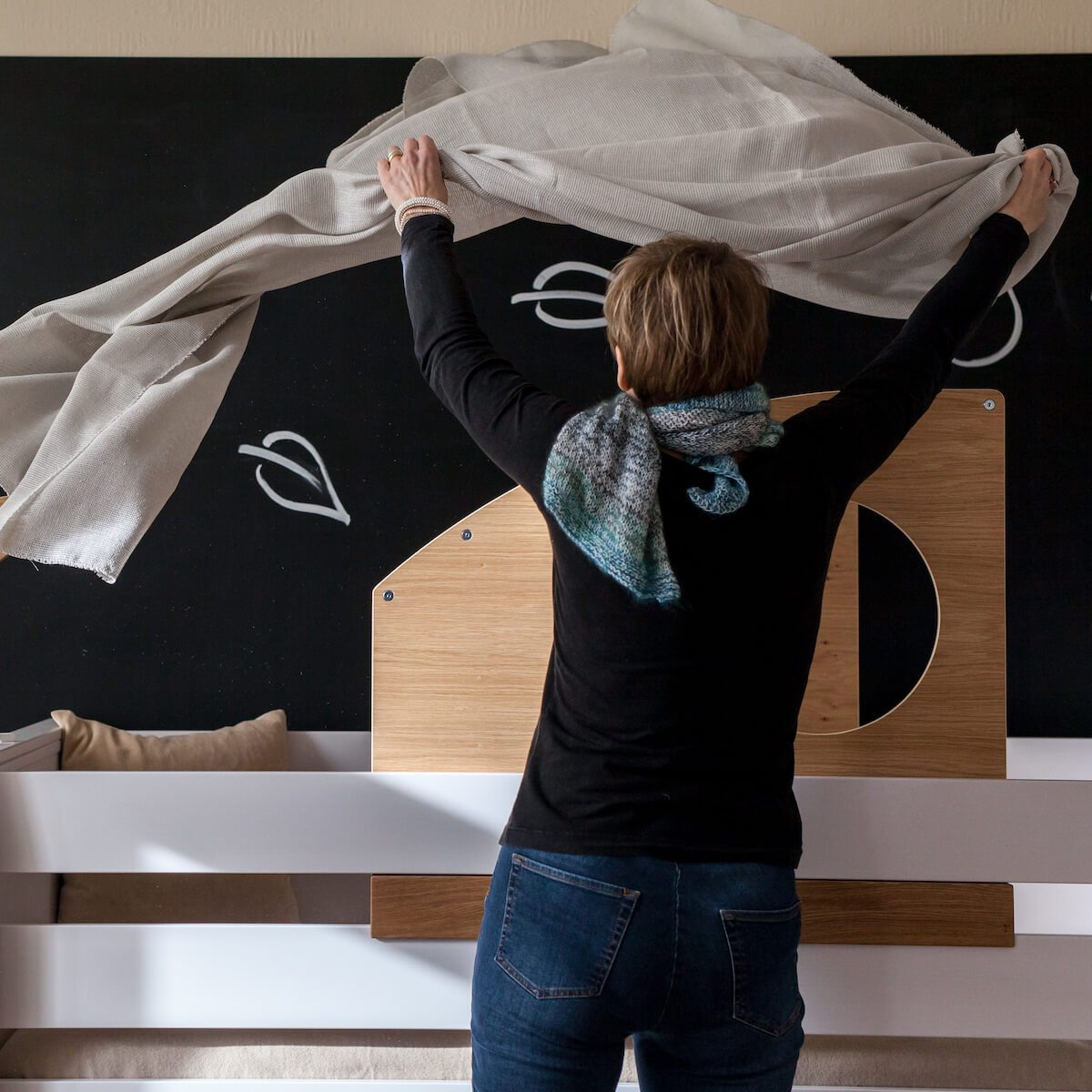 Cabaña juegos cama KASVA contrachapado roble