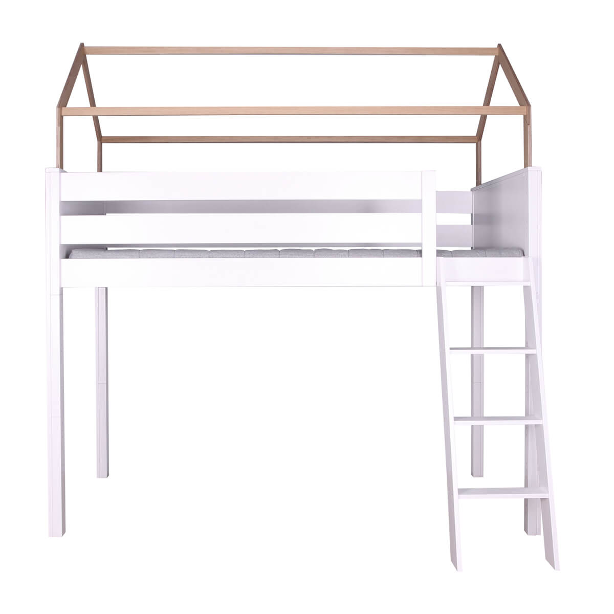 Cama alta-techo casa KASVA haya lacado blanco-contrachapado roble