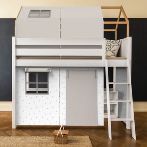 Cama alta-techo casa KASVA textil Viena gris