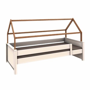 Cama barrera simple-techo casa KASVA haya lacado blanco-contrachapado roble