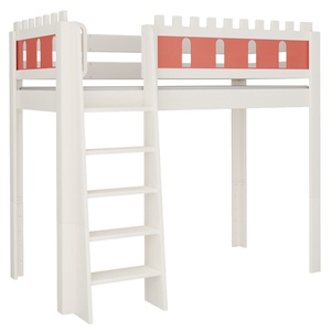 Cama Castillo alta DELUXE de Breuyn blanqueada-rojo