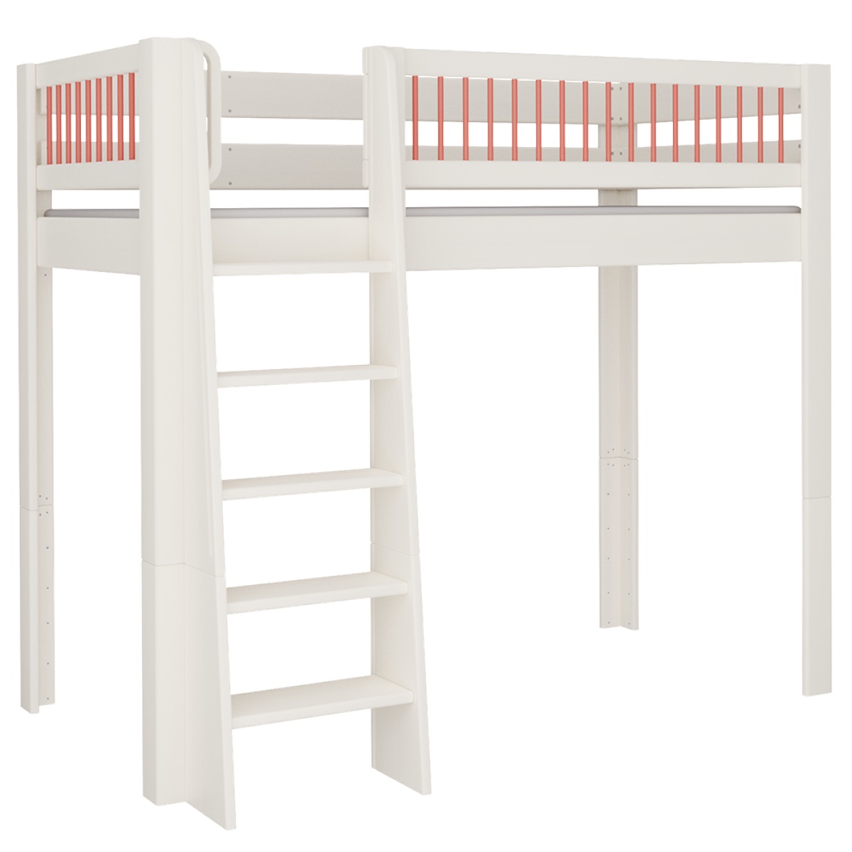 Cama Kubu alta DELUXE de Breuyn blanqueada-rojo