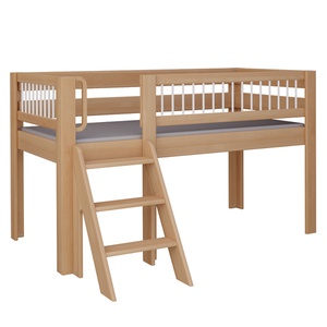 Cama Kubu media alta escalera DELUXE de Breuyn natural-blanqueada