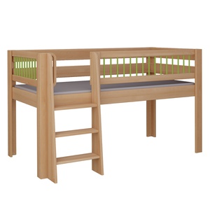 Cama Kubu media alta escalera DELUXE de Breuyn natural-verde