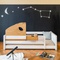 Cama montessori-barrera doble KASVA haya blanco-contrachapado roble-cabaña juegos