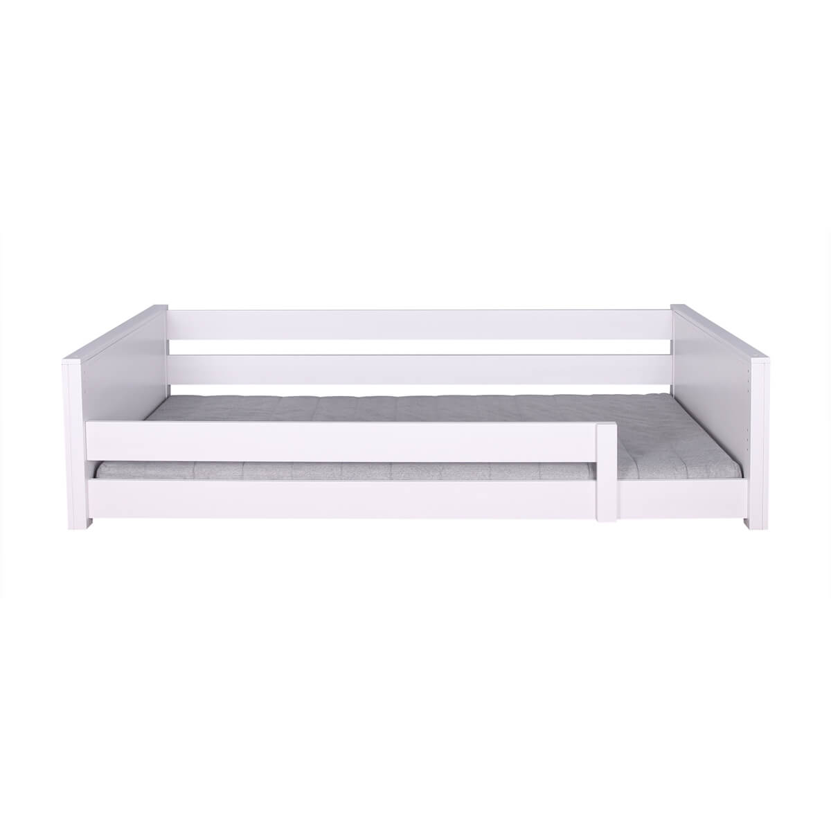 Cama montessori-barrera simple 90x200cm KASVA haya lacado blanco