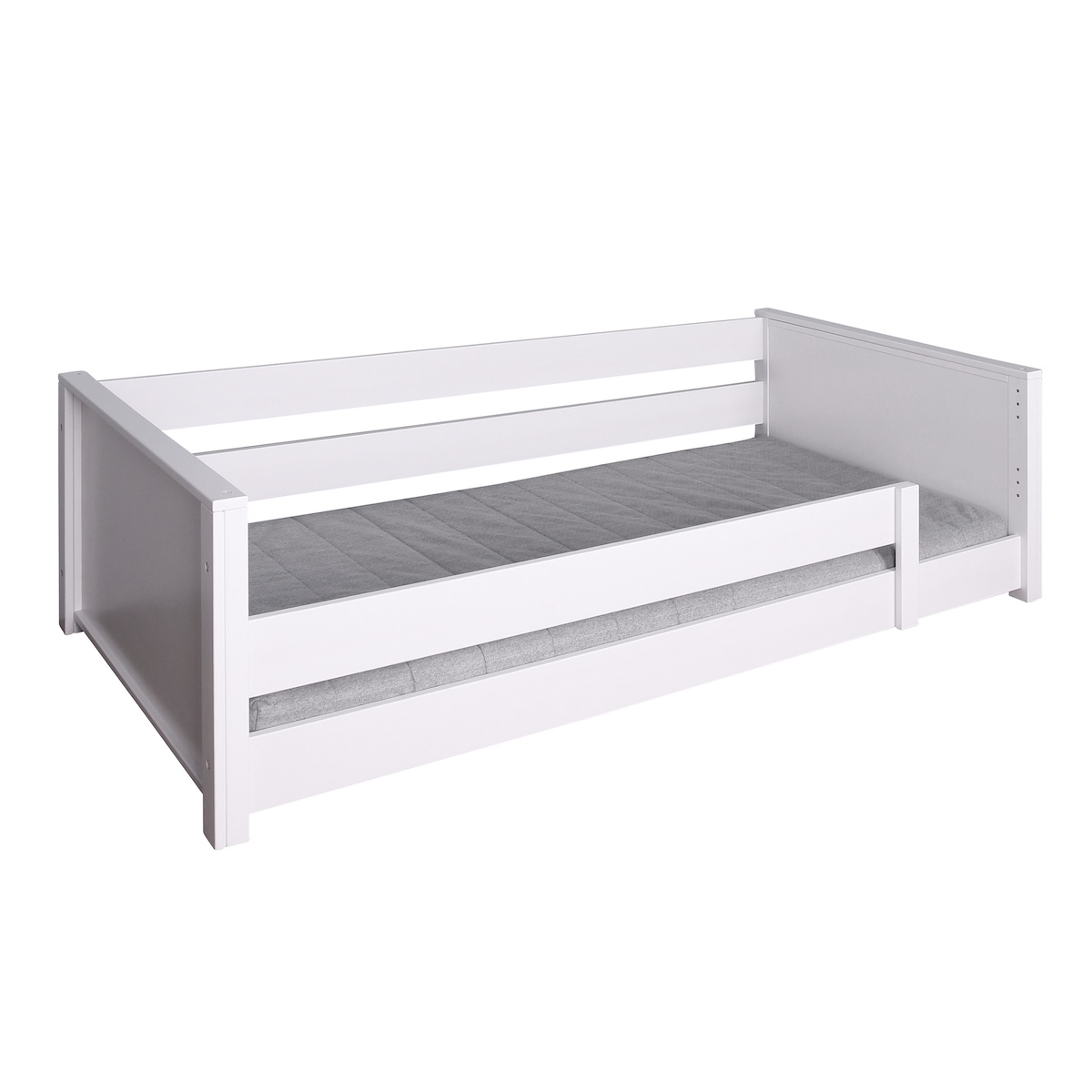 Cama montessori-barrera simple 90x200cm KASVA haya lacado blanco