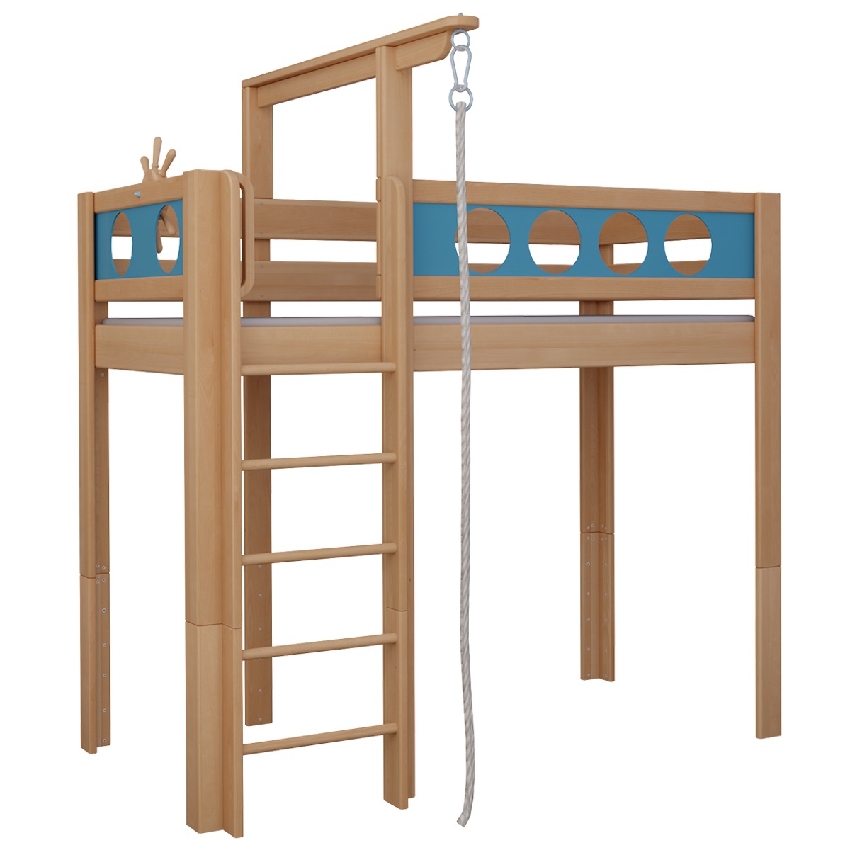 Cama Pirata alta cuerda DELUXE de Breuyn natural-azul