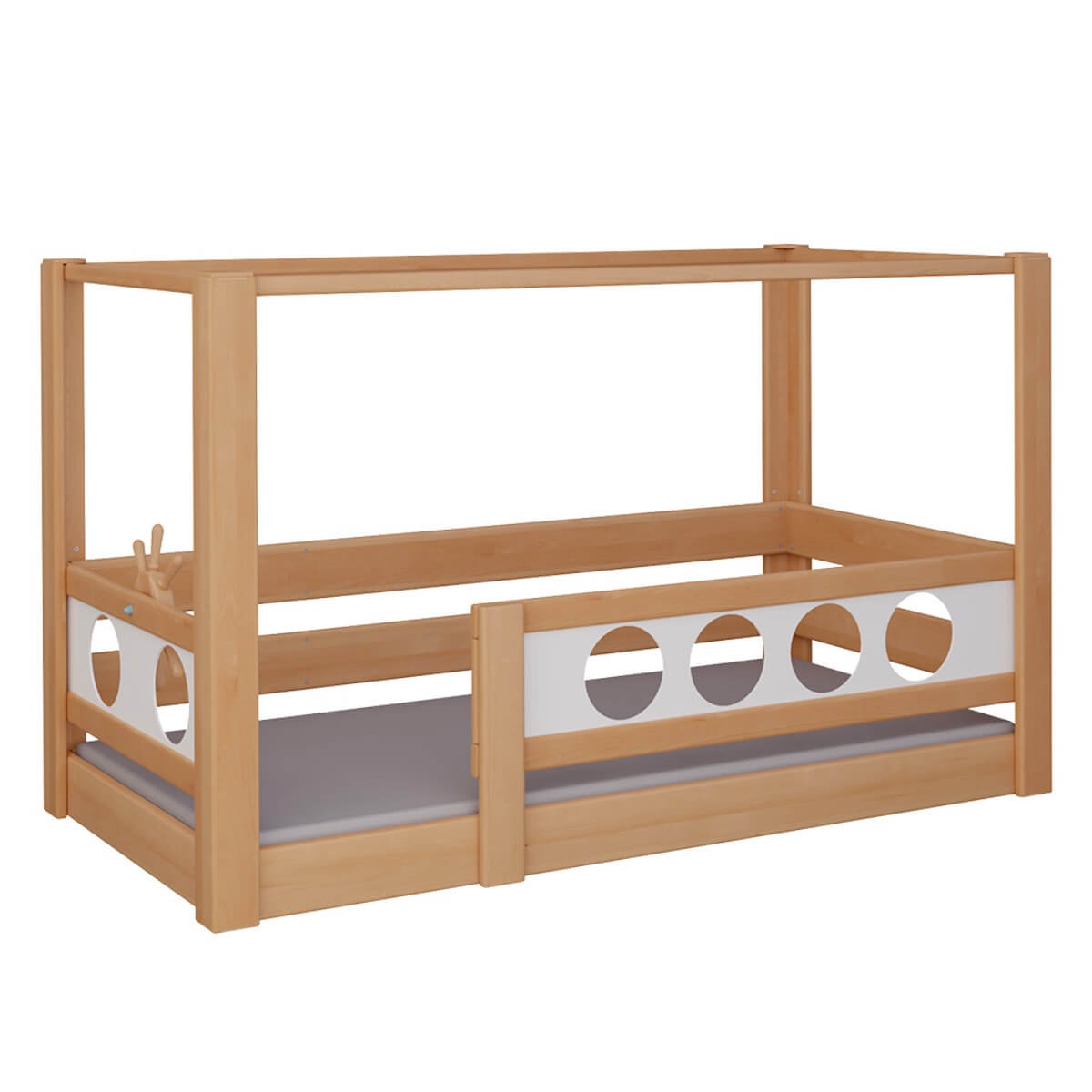 Cama Pirata con dosel DELUXE de Breuyn natural-blanqueada