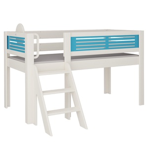 Cama Tatü media alta escalera DELUXE de Breuyn blanqueada-azul
