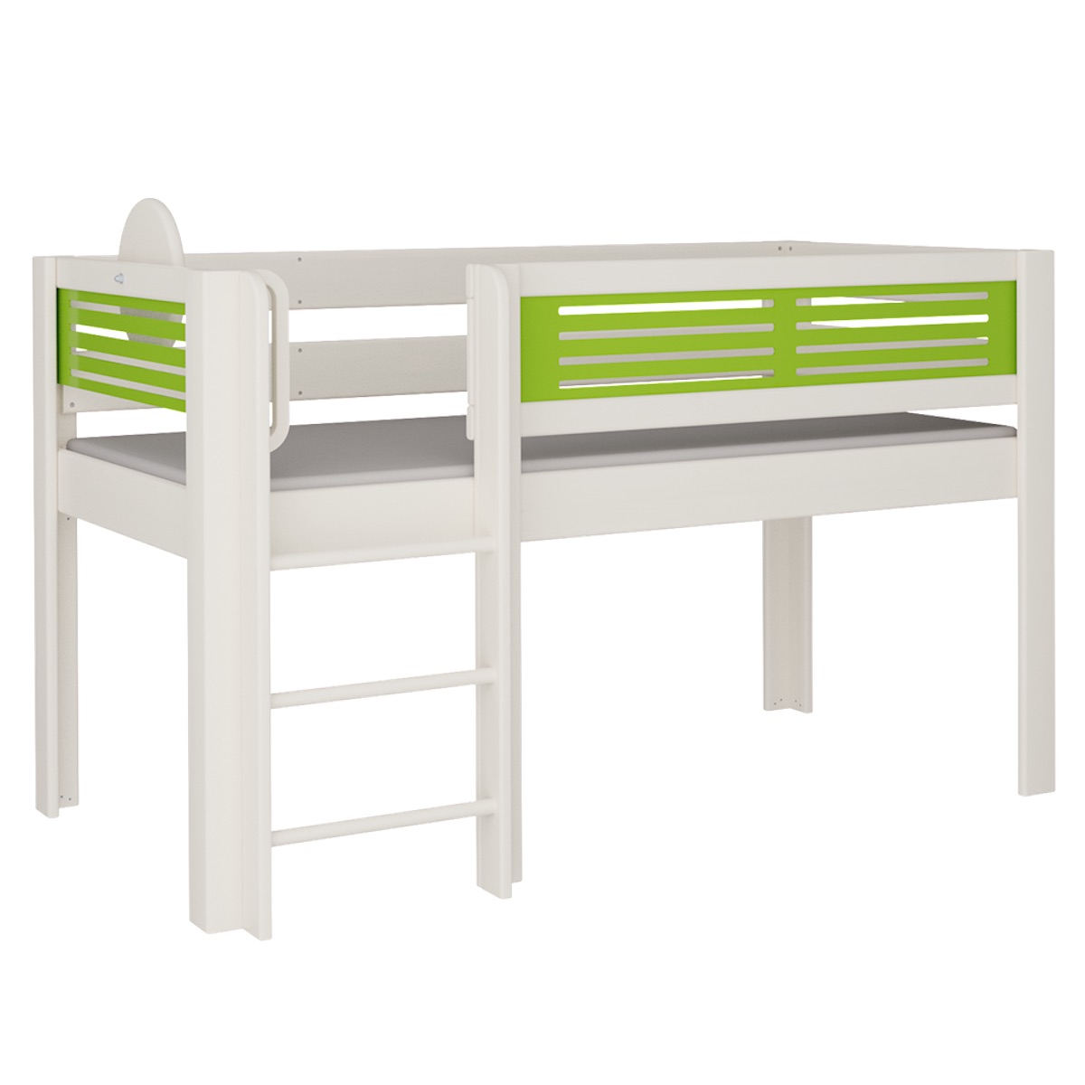 Cama Tatü media alta escalera DELUXE de Breuyn blanqueada-verde
