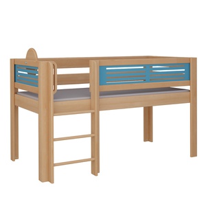 Cama Tatü media alta escalera DELUXE de Breuyn natural-azul