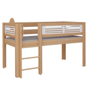 Cama Tatü media alta escalera DELUXE de Breuyn natural-blanqueada