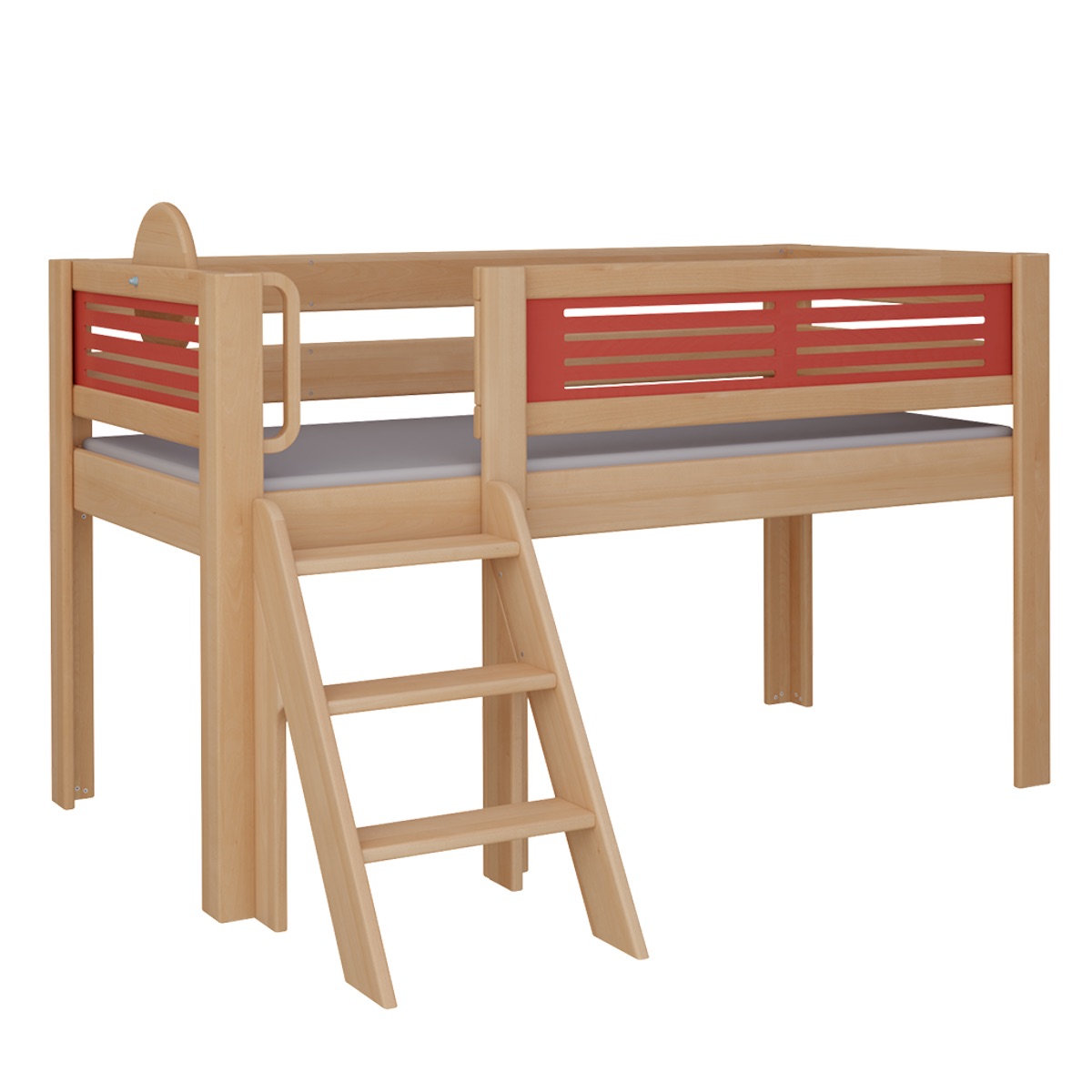 Cama Tatü media alta escalera DELUXE de Breuyn natural-rojo
