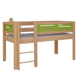 Cama Tatü media alta escalera DELUXE de Breuyn natural-verde