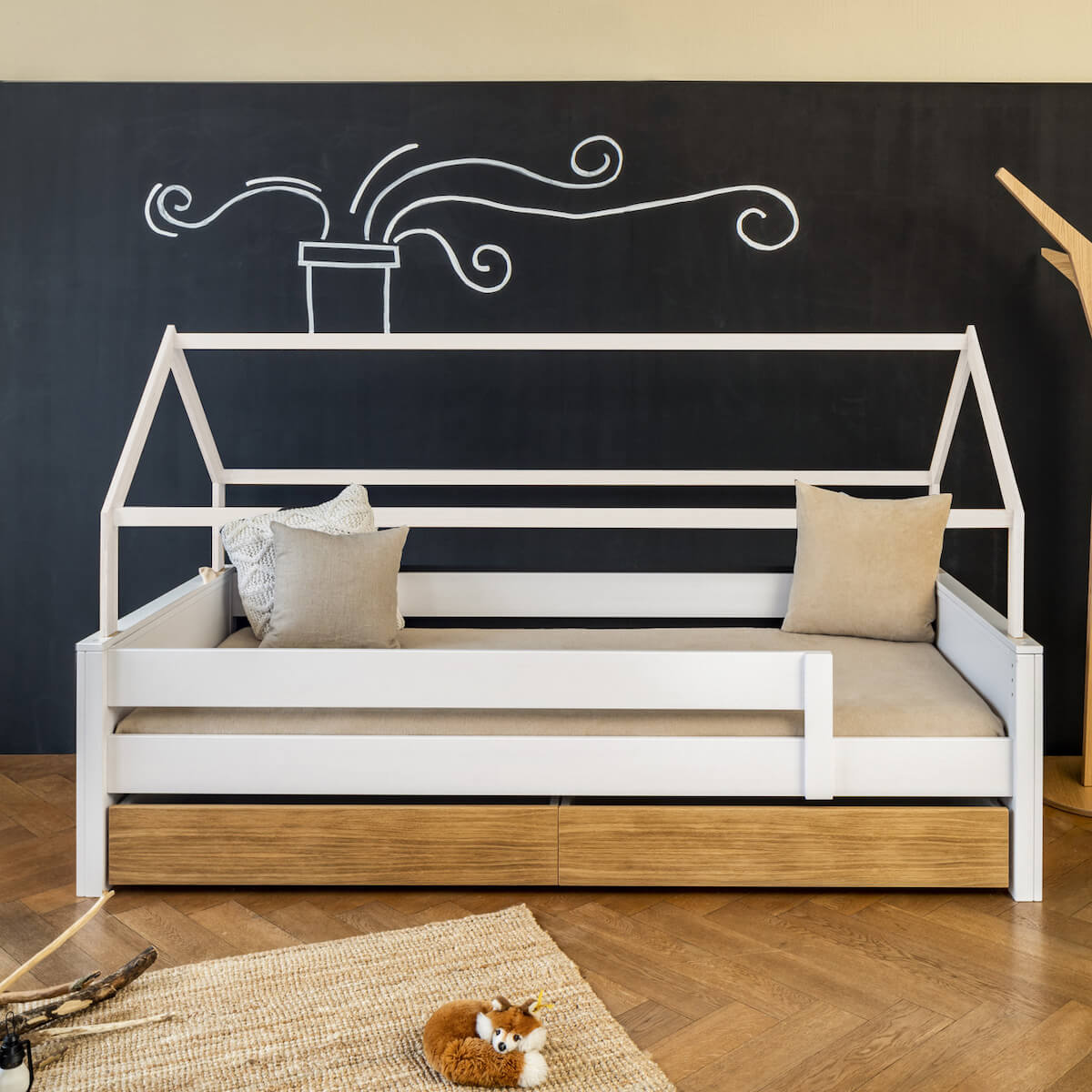 Cama-techo casa KASVA haya lacado blanco