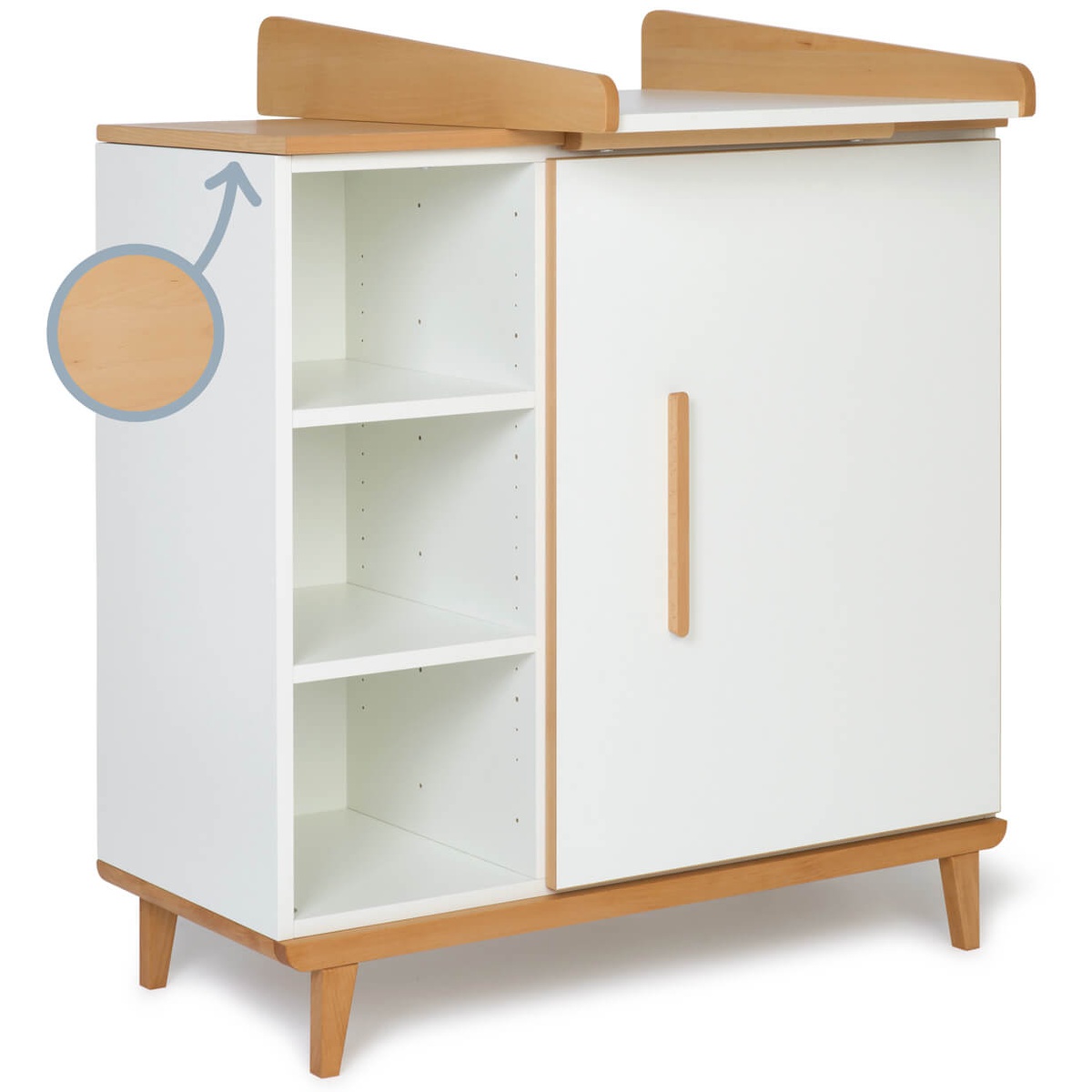 Changing table 1 door 3 niches NADO Retro beech white
