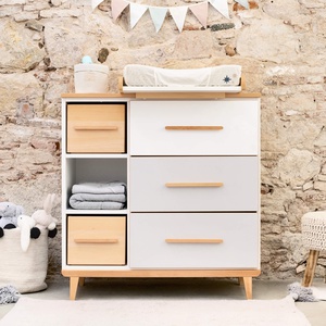 Changing table 3 drawers 3 niches NADO Retro beech white-manhattan grey
