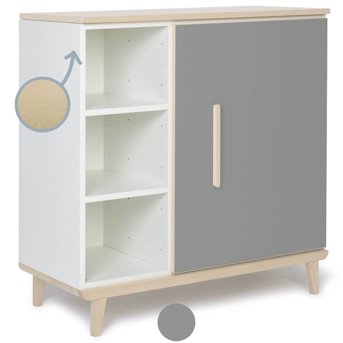 Chest 1 door 3 niches NADO Retro ash slate grey