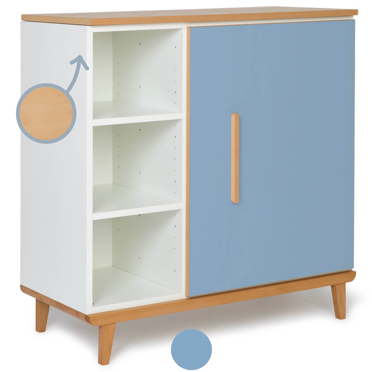 Chest 1 door 3 niches NADO Retro beech capri blue