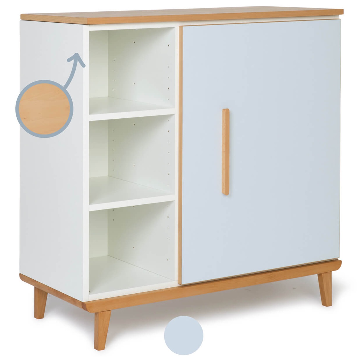 Chest 1 door 3 niches NADO Retro beech sky blue