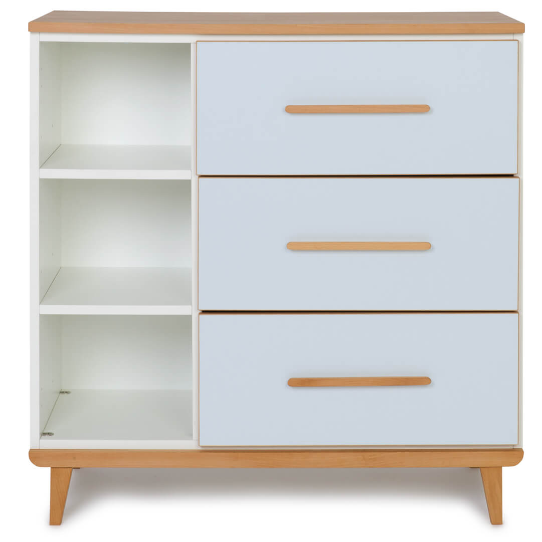 Chest of 3 drawers 3 niches NADO Retro beech sky blue