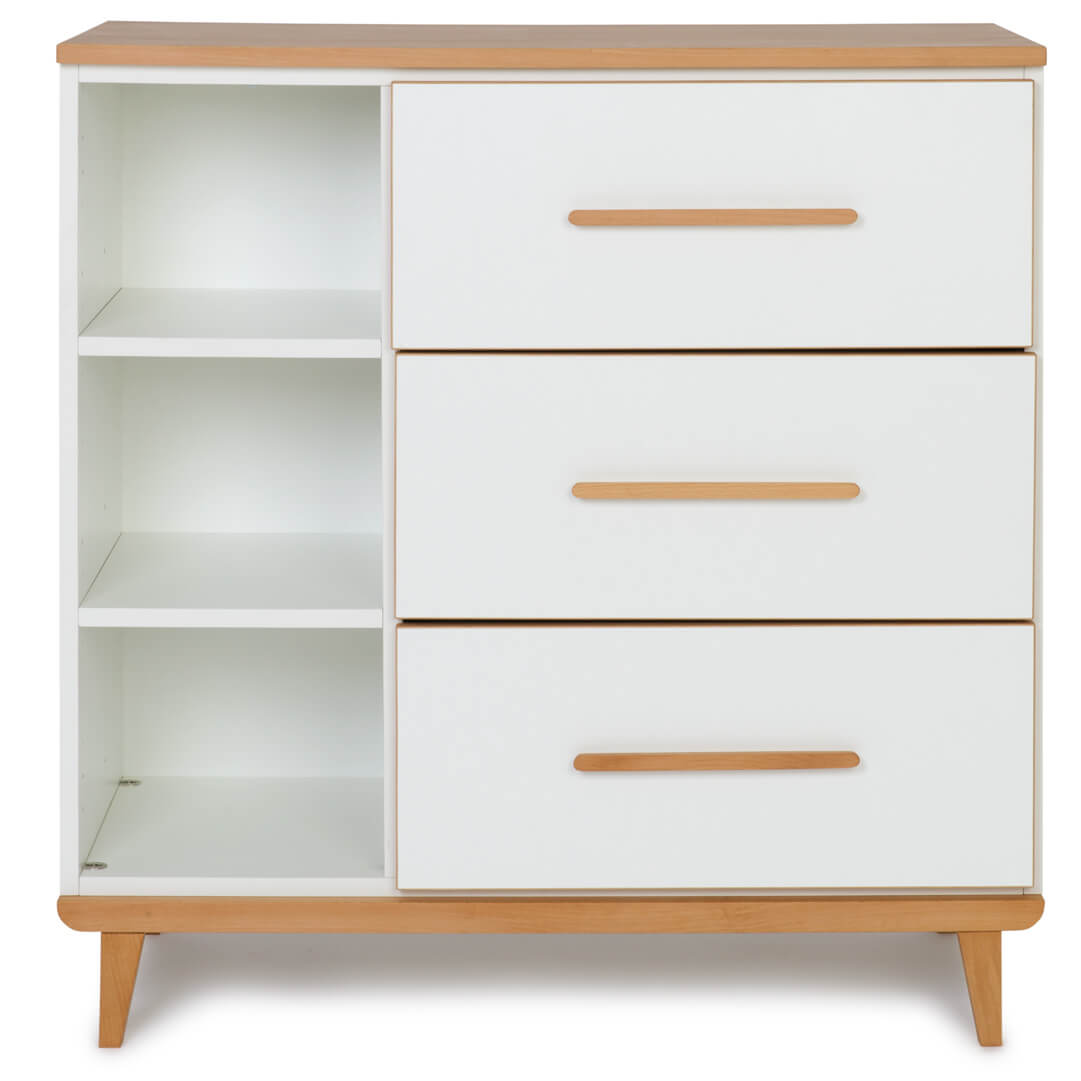 Chest of 3 drawers 3 niches NADO Retro beech white