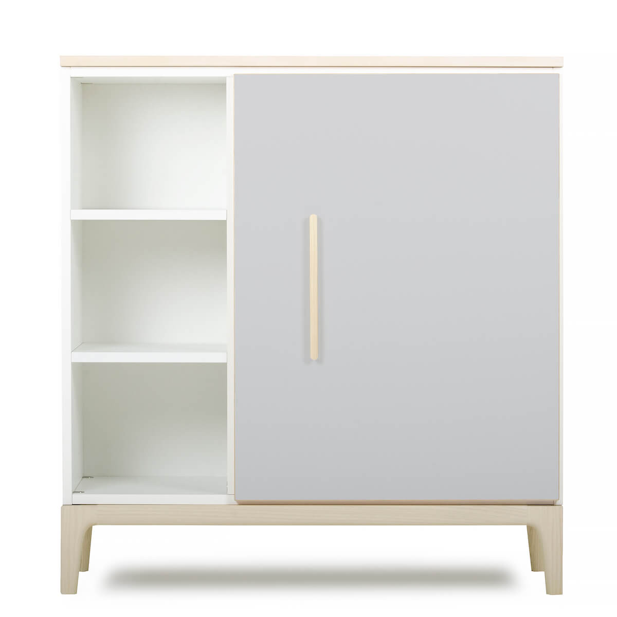 Commode 1 porte 3 niches NADO Curve finition frêne manhattan grey