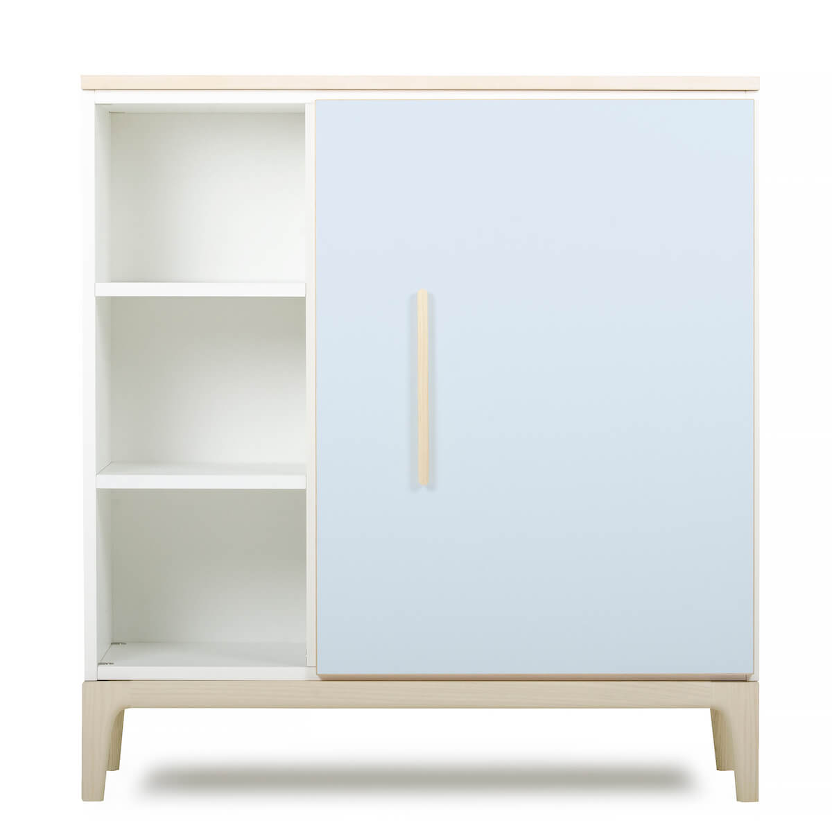 Commode 1 porte 3 niches NADO Curve finition frêne sky blue