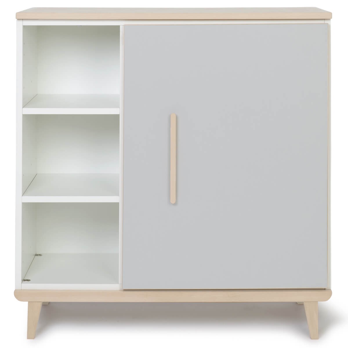 Commode 1 porte 3 niches NADO Retro finition frêne manhattan grey