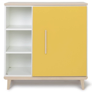 Commode 1 porte 3 niches NADO Retro finition frêne sunshine yellow