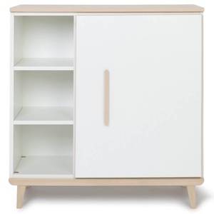 Commode 1 porte 3 niches NADO Retro finition frêne white