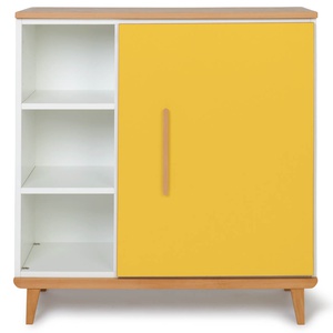 Commode 1 porte 3 niches NADO Retro finition hêtre sunshine yellow