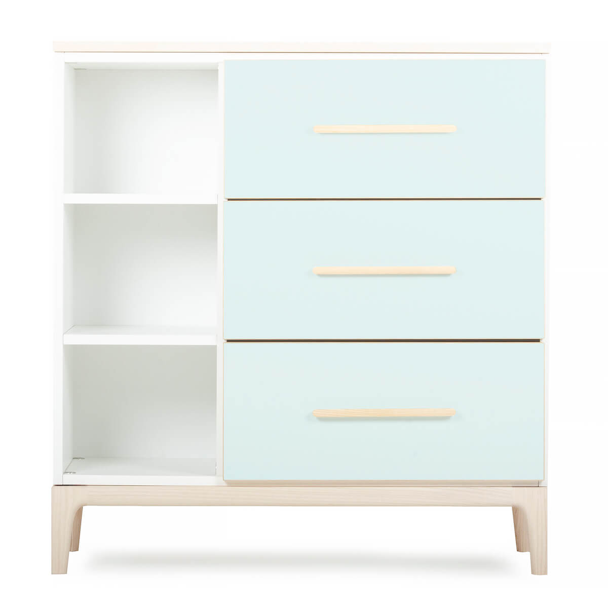 Commode 3 tiroirs 3 niches NADO Curve finition frêne mint