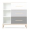 Commode 3 tiroirs 3 niches NADO Curve finition frêne white-manhattan grey-slate grey