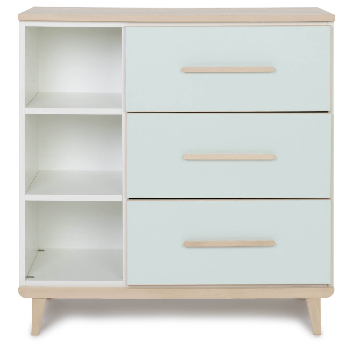 Commode 3 tiroirs 3 niches NADO Retro finition frêne mint