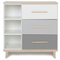Commode 3 tiroirs 3 niches NADO Retro finition frêne white-manhattan grey-slate grey