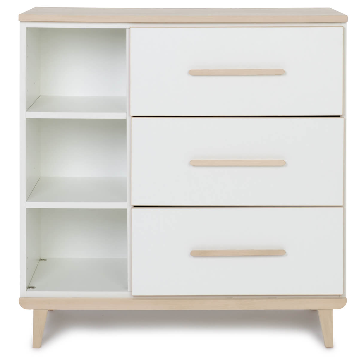 Commode 3 tiroirs 3 niches NADO Retro finition frêne white