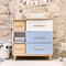Commode 3 tiroirs 3 niches NADO Retro finition hêtre capri blue