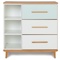 Commode 3 tiroirs 3 niches NADO Retro finition hêtre mint-white