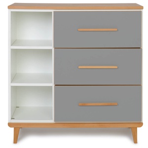 Commode 3 tiroirs 3 niches NADO Retro finition hêtre slate grey