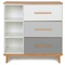 Commode 3 tiroirs 3 niches NADO Retro finition hêtre white-manhattan grey-slate grey