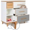 Commode 3 tiroirs 3 niches NADO Retro finition hêtre white-manhattan grey-slate grey
