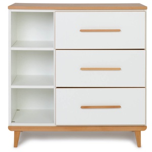 Commode 3 tiroirs 3 niches NADO Retro finition hêtre white