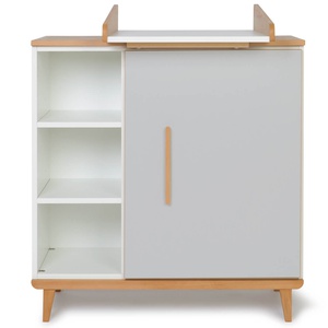 Commode à langer 1 porte 3 niches  NADO Retro finition hêtre manhattan grey