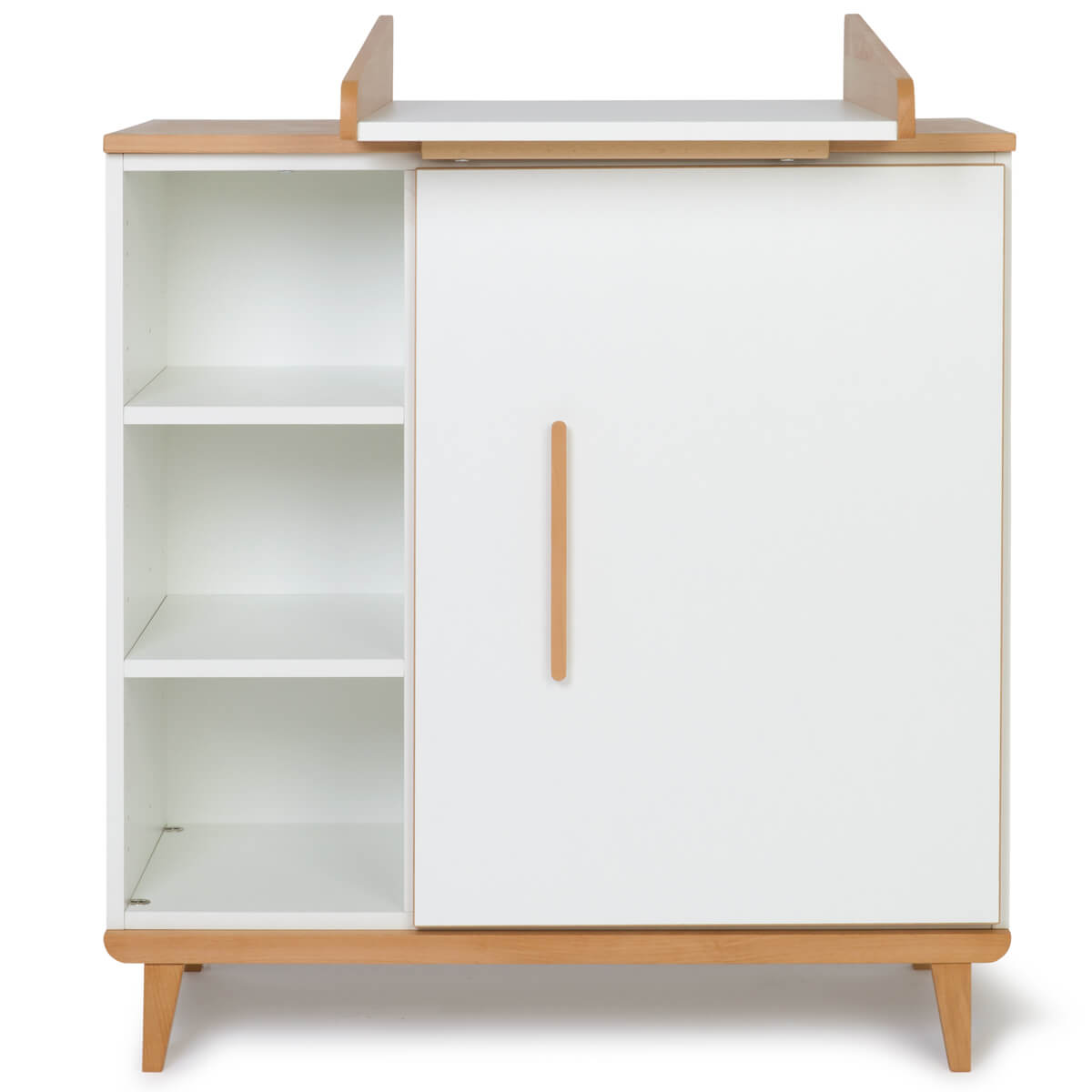 Commode à langer 1 porte 3 niches  NADO Retro finition hêtre white
